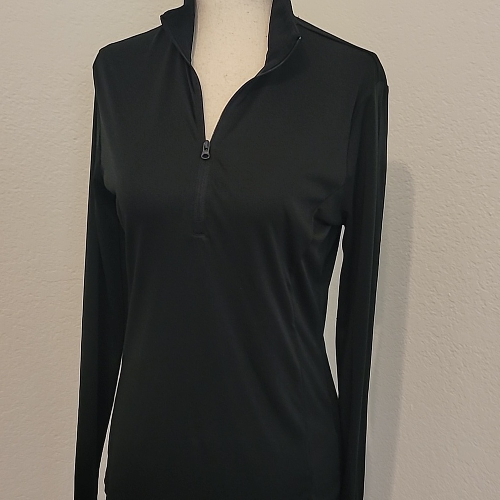 Sport-Tek Black Ladies Quarter-Zip Pullover